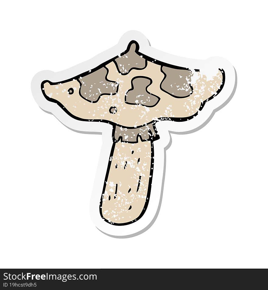 Retro Distressed Sticker Of A Cartoon Toadstool