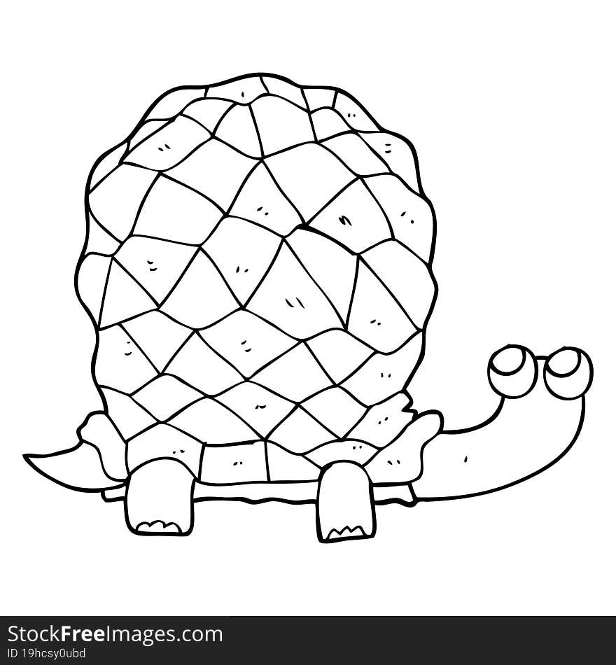 Black And White Cartoon Tortoise