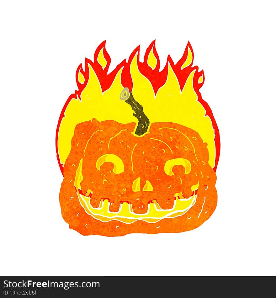 Cartoon Burning Pumpkin