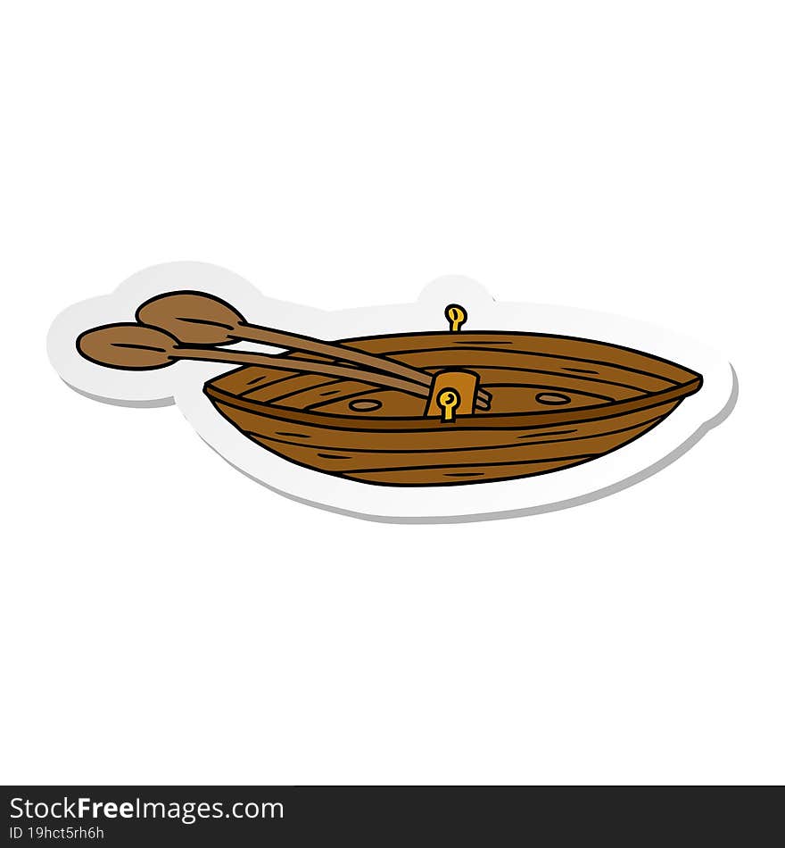 sticker cartoon doodle of a wooden boat