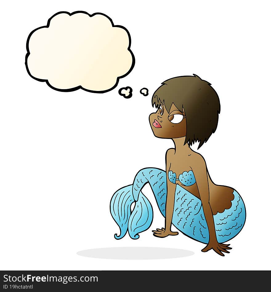 cartoon pretty mermaid with speech bubble