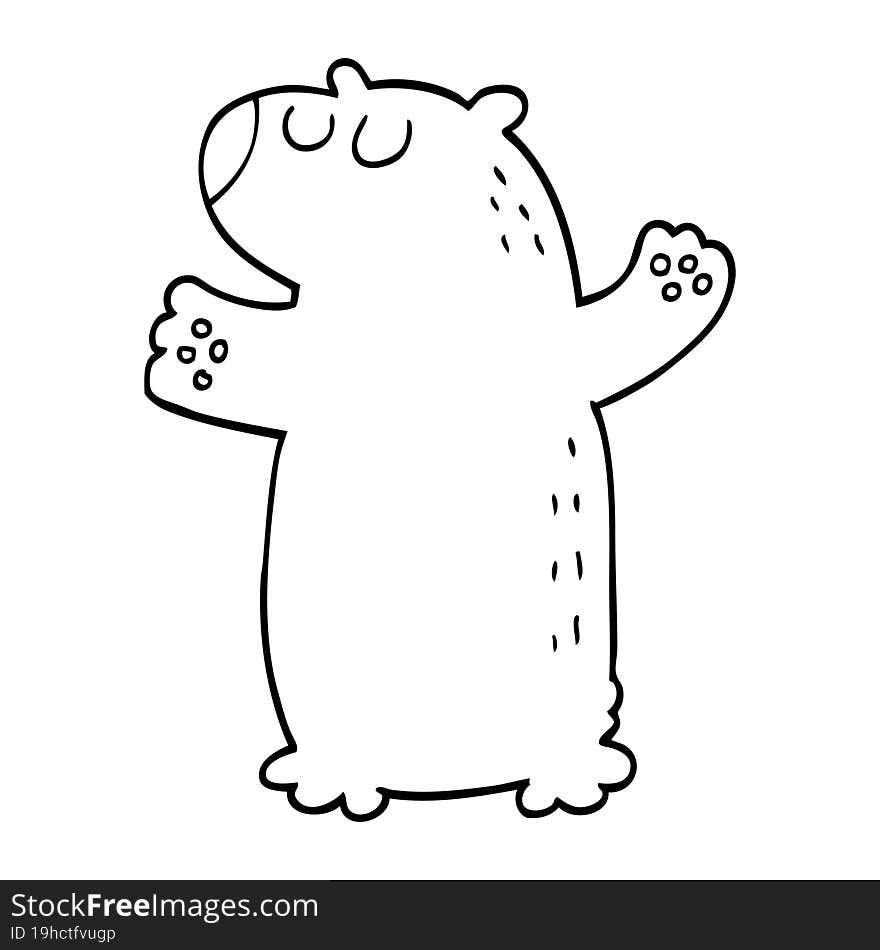 line drawing cartoon bear standing