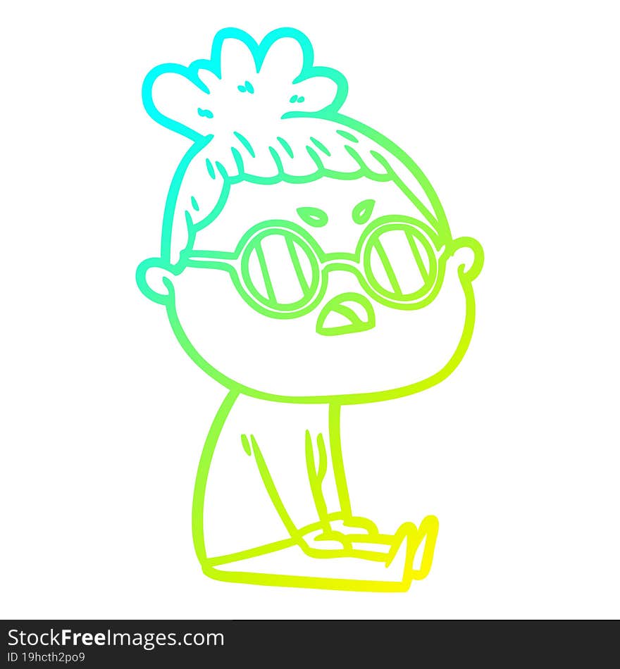 cold gradient line drawing cartoon annoyed woman