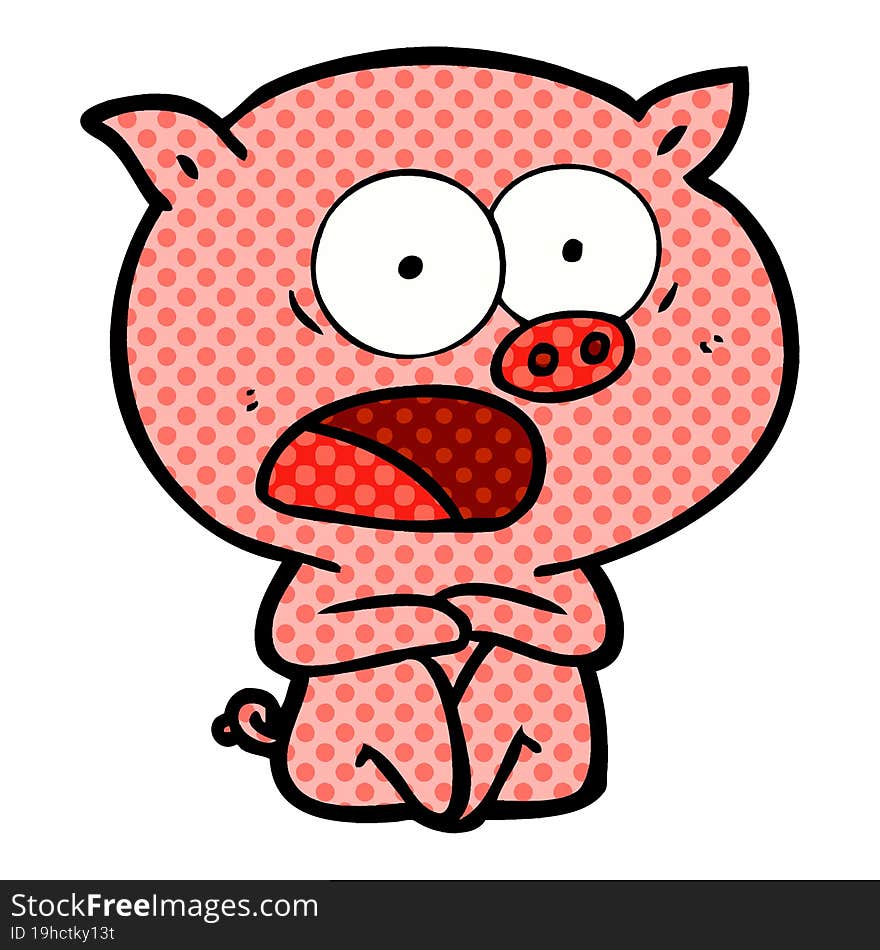 shocked cartoon pig sitting down. shocked cartoon pig sitting down