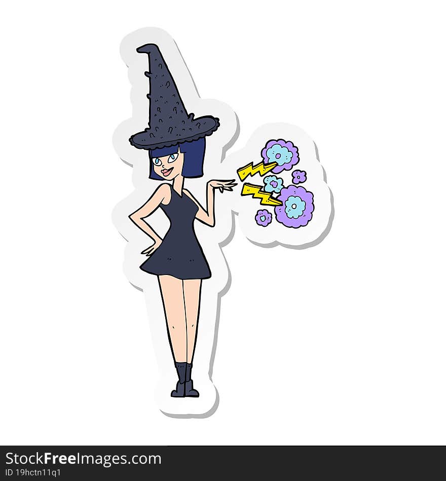 sticker of a cartoon halloween witch