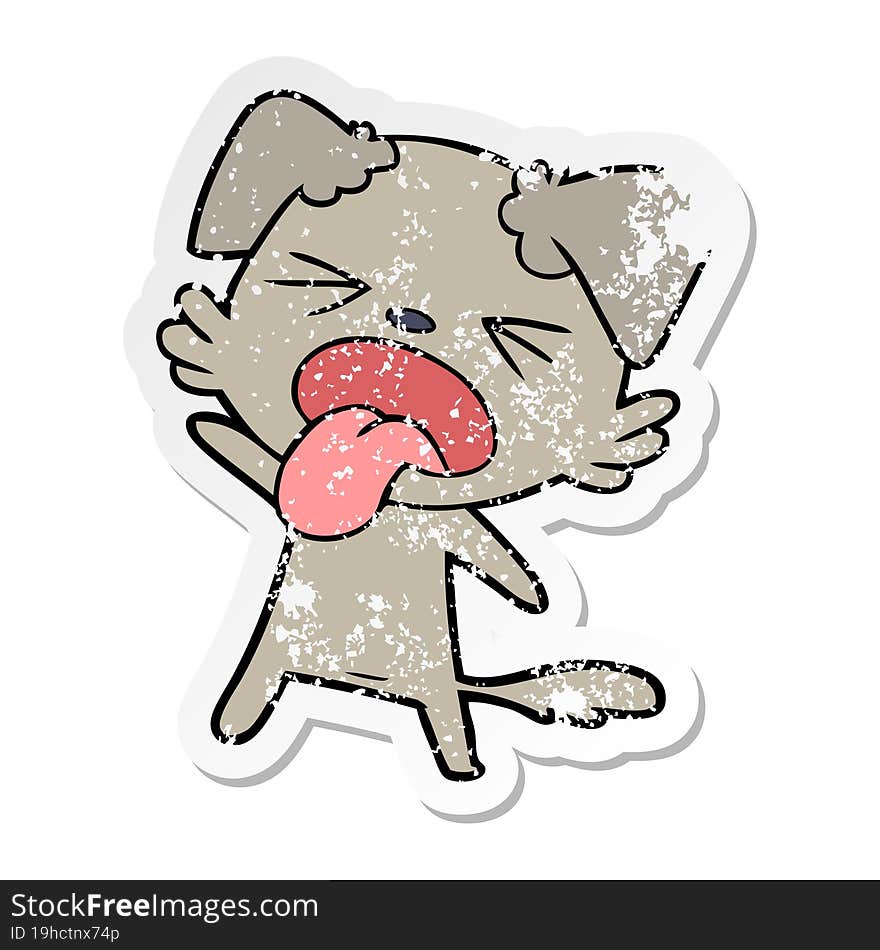 Distressed Sticker Of A Cartoon Disgusted Dog