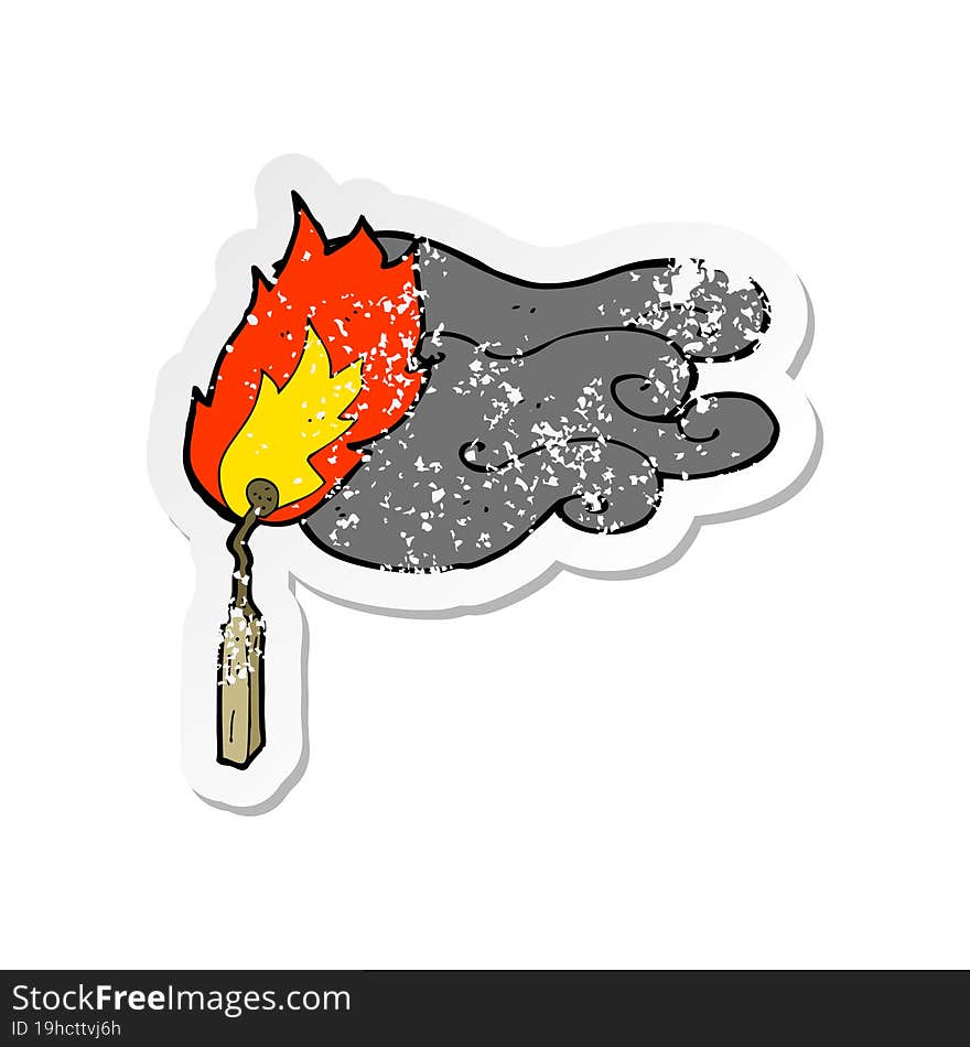 retro distressed sticker of a cartoon flaming match