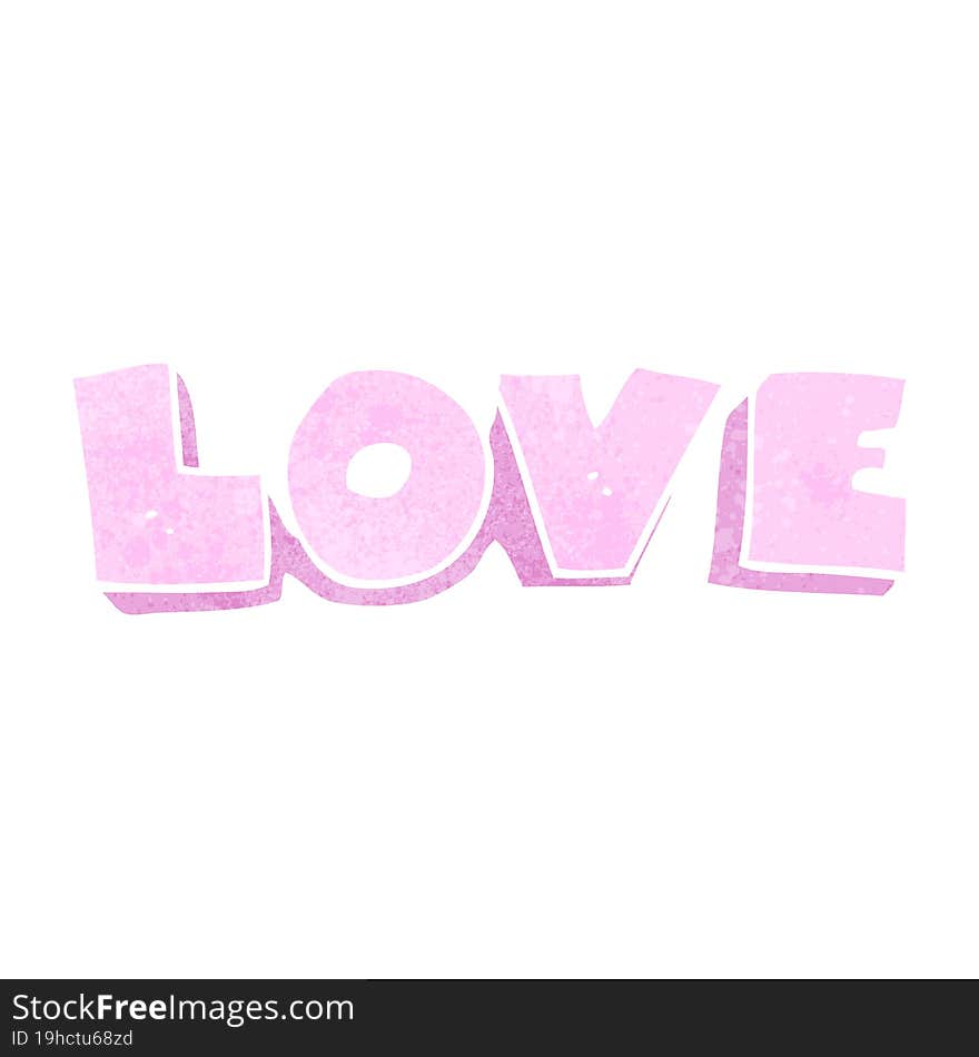 freehand retro cartoon word love