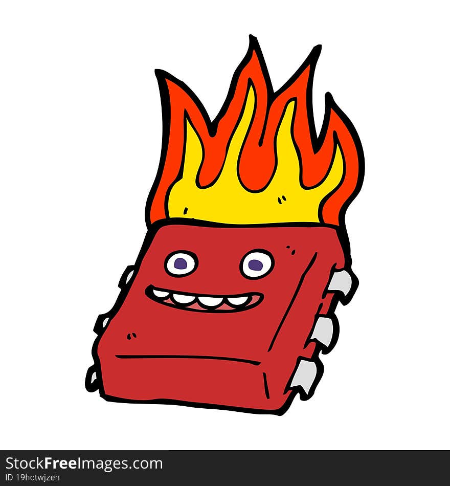 cartoon red hot computer chip