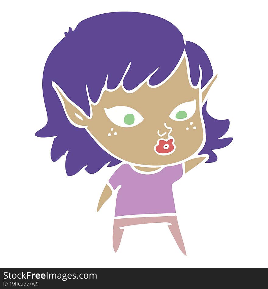 pretty flat color style cartoon elf girl