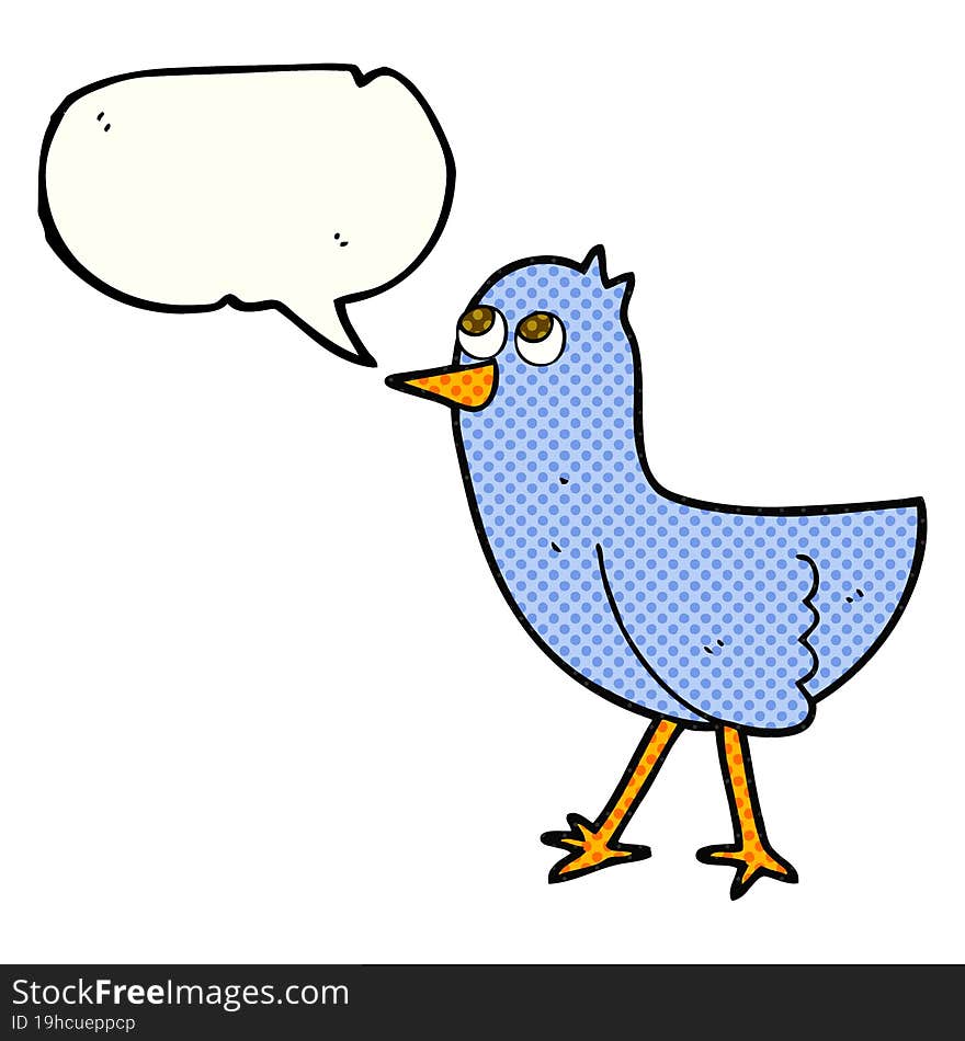 freehand drawn comic book speech bubble cartoon bird