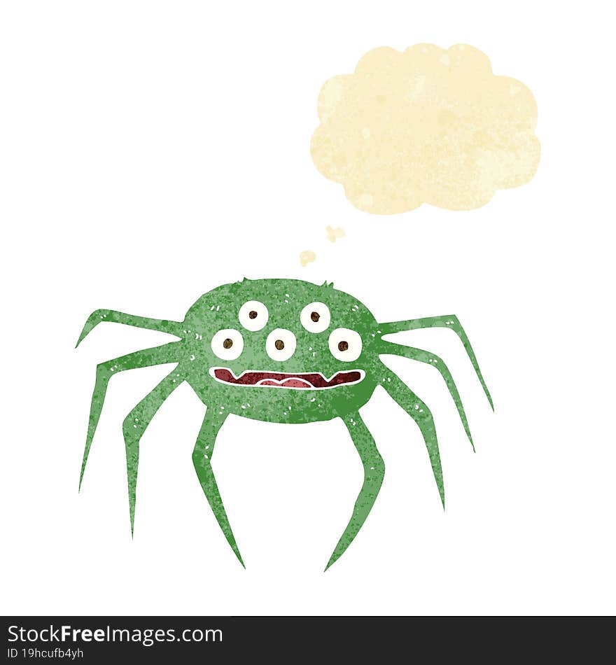 cartoon halloween spider with thought bubble