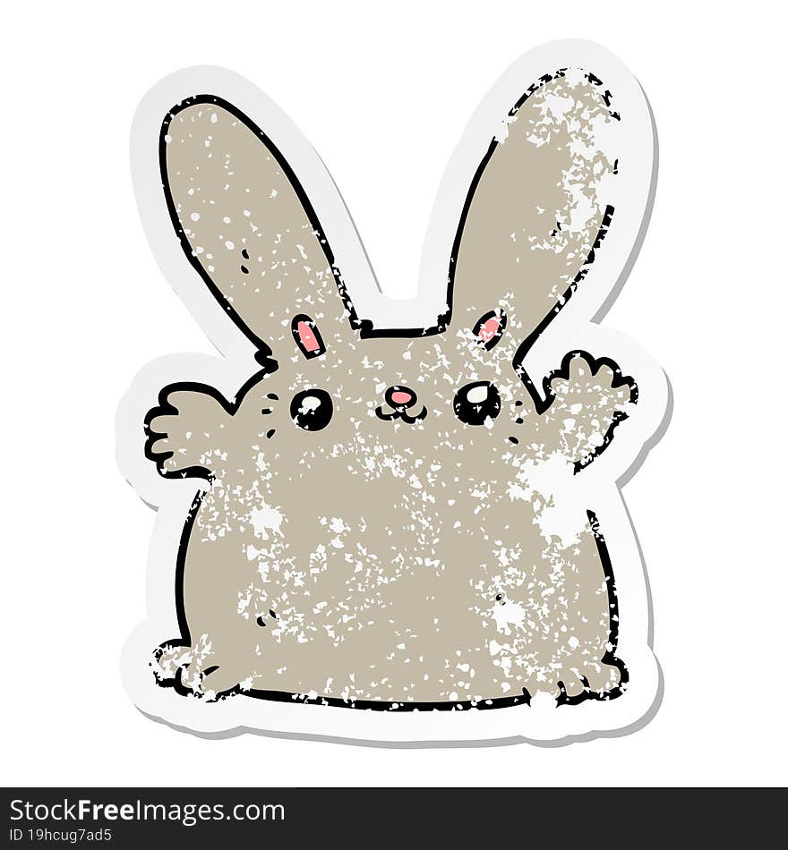 Distressed Sticker Of A Cartoon Rabbit