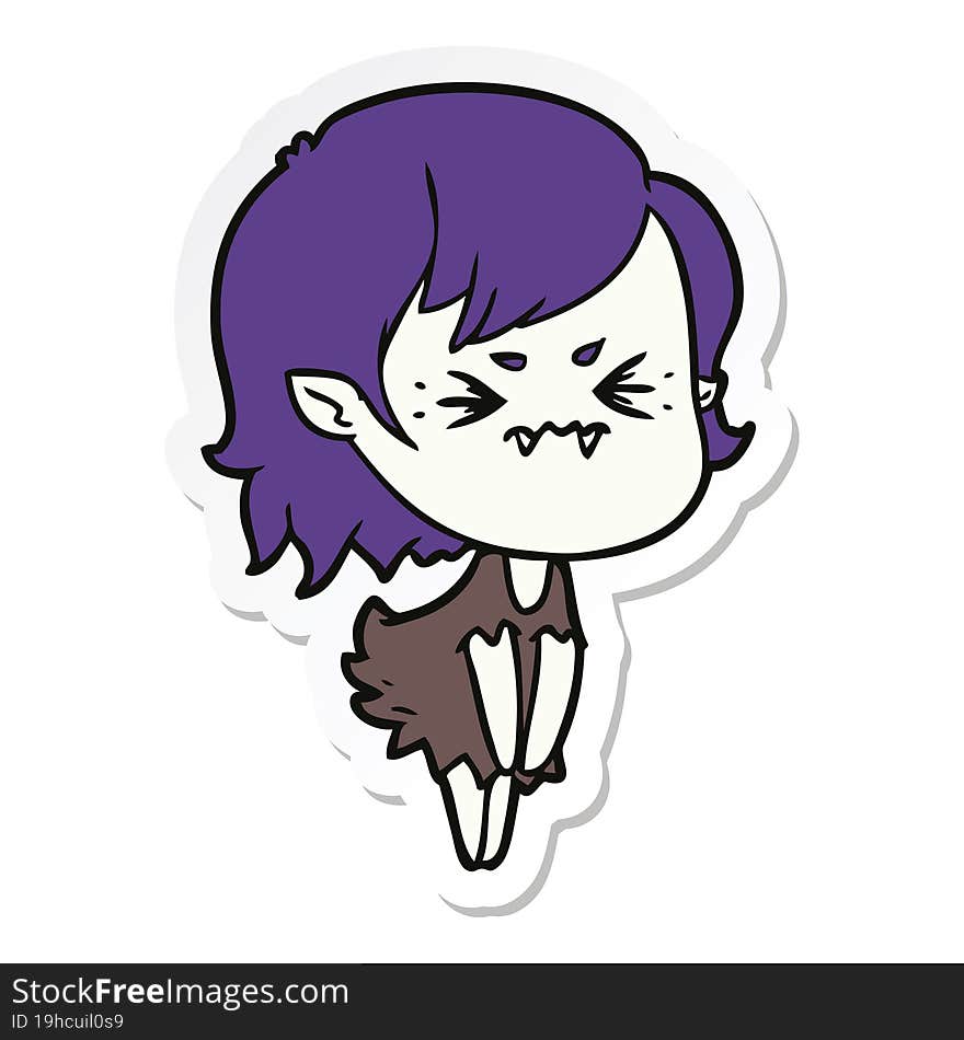 Sticker Of A Annoyed Cartoon Vampire Girl