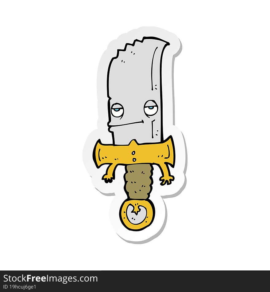 sticker of a knife cartoon character