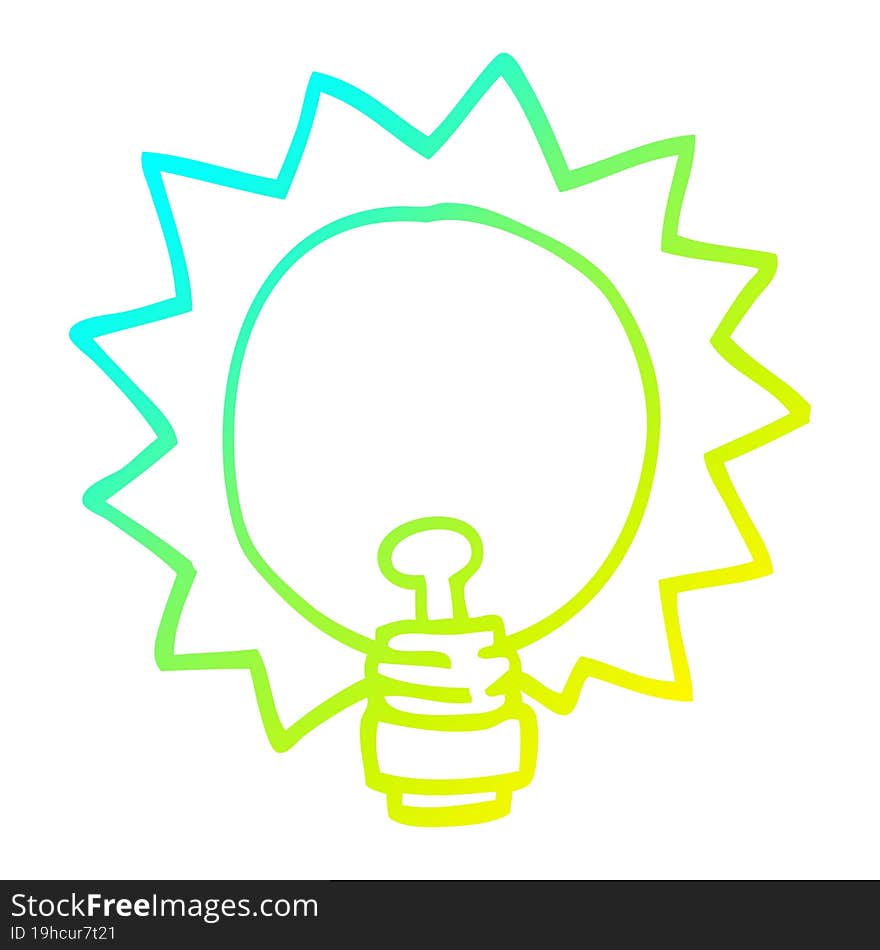 cold gradient line drawing cartoon light bulb