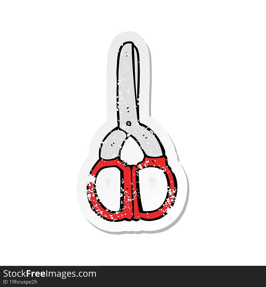 retro distressed sticker of a cartoon scissors