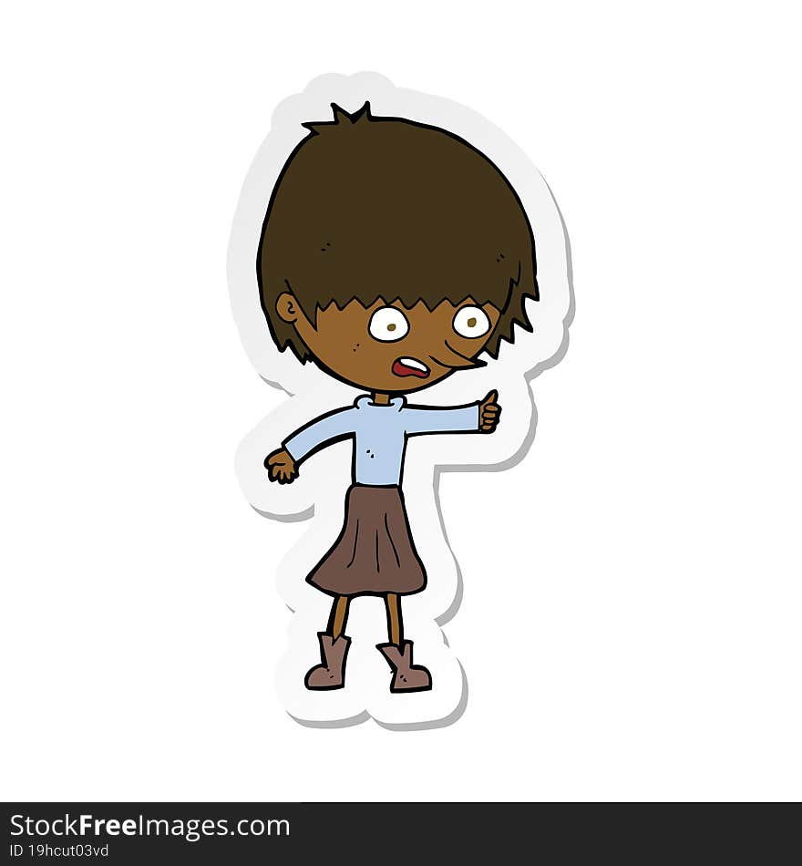 Sticker Of A Cartoon Woman Stressing Out