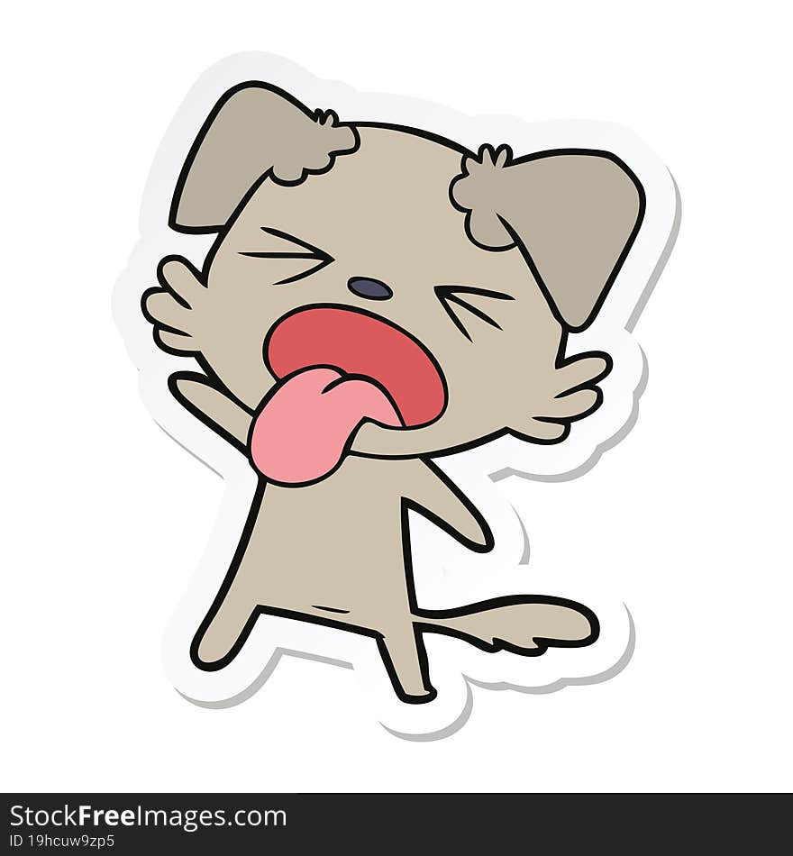 Sticker Of A Cartoon Disgusted Dog