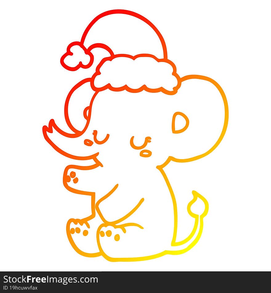 warm gradient line drawing cute christmas elephant