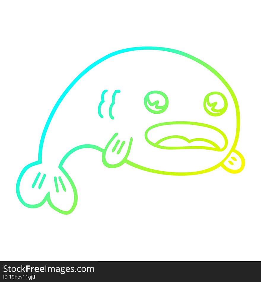 cold gradient line drawing cartoon fish