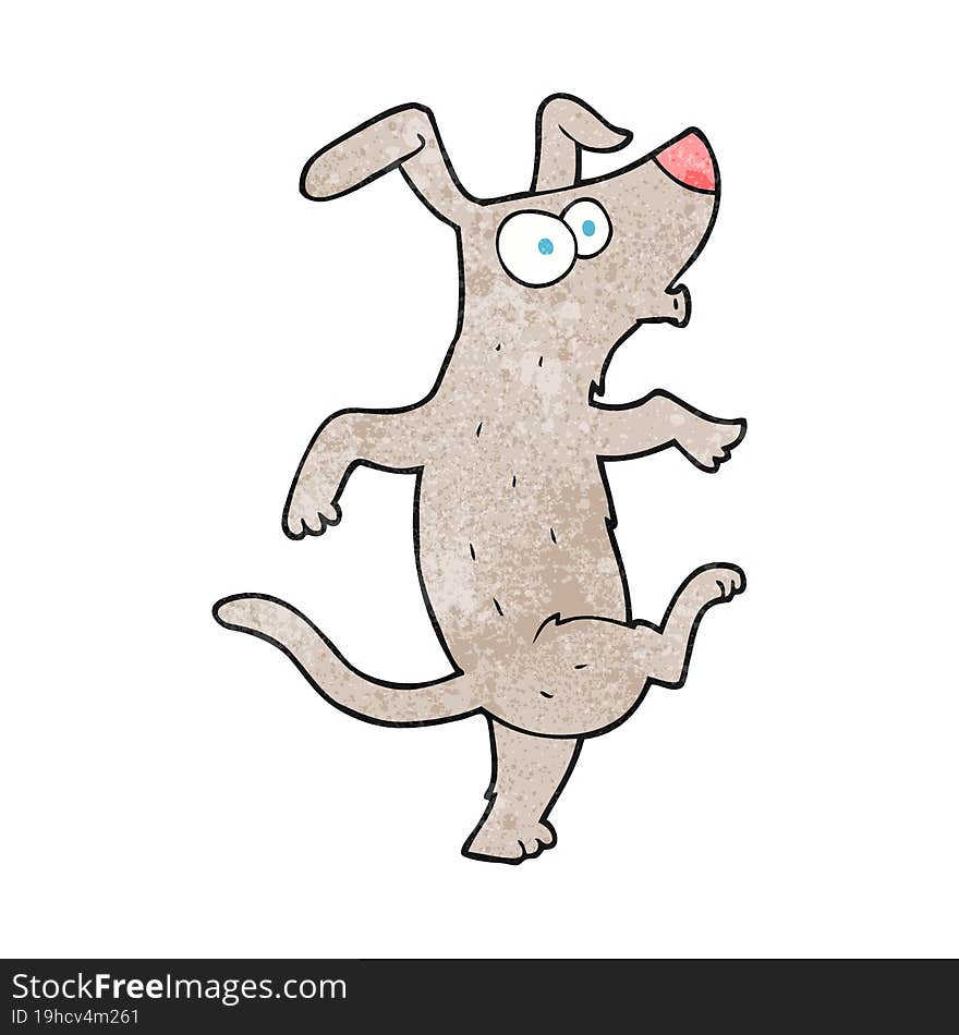 freehand textured cartoon dancing dog