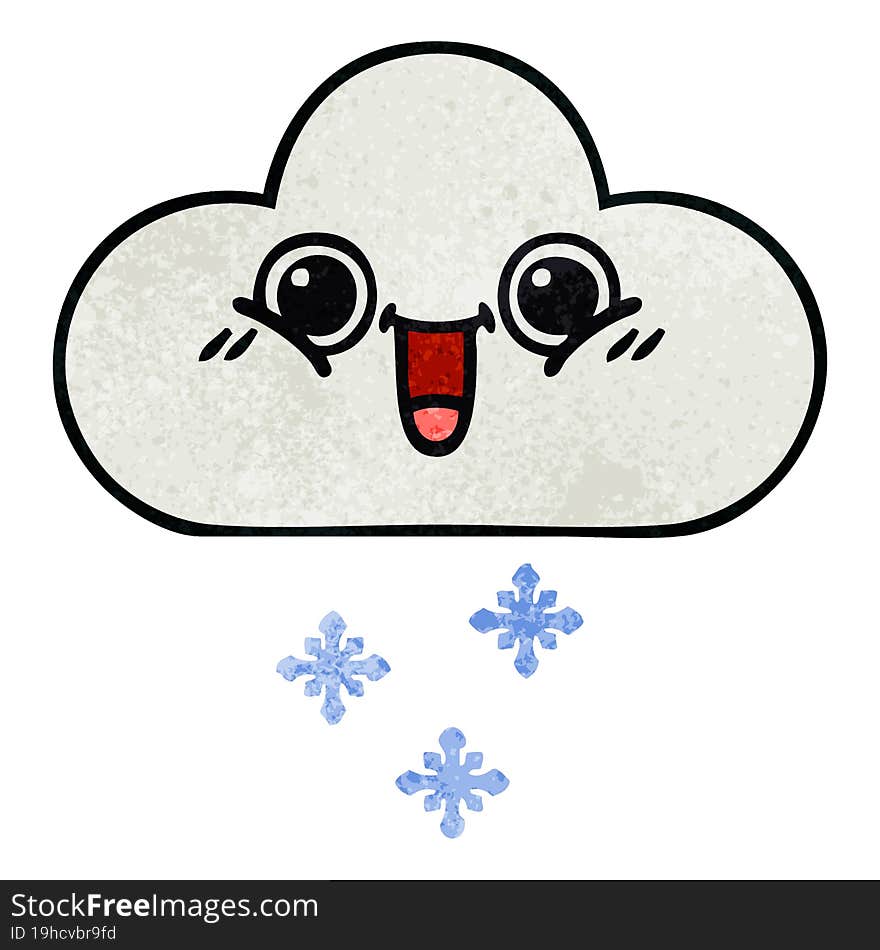 Retro Grunge Texture Cartoon Snow Cloud