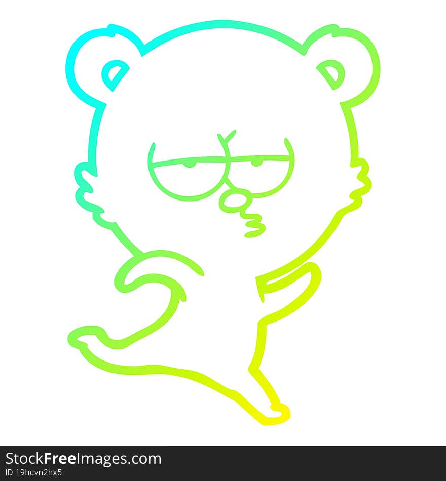 cold gradient line drawing running bear cartoon