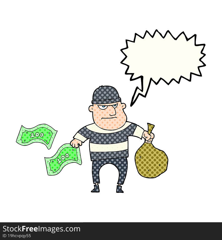 comic book speech bubble cartoon bank robber