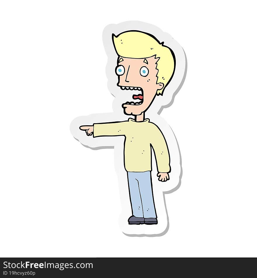 sticker of a cartoon terrified man