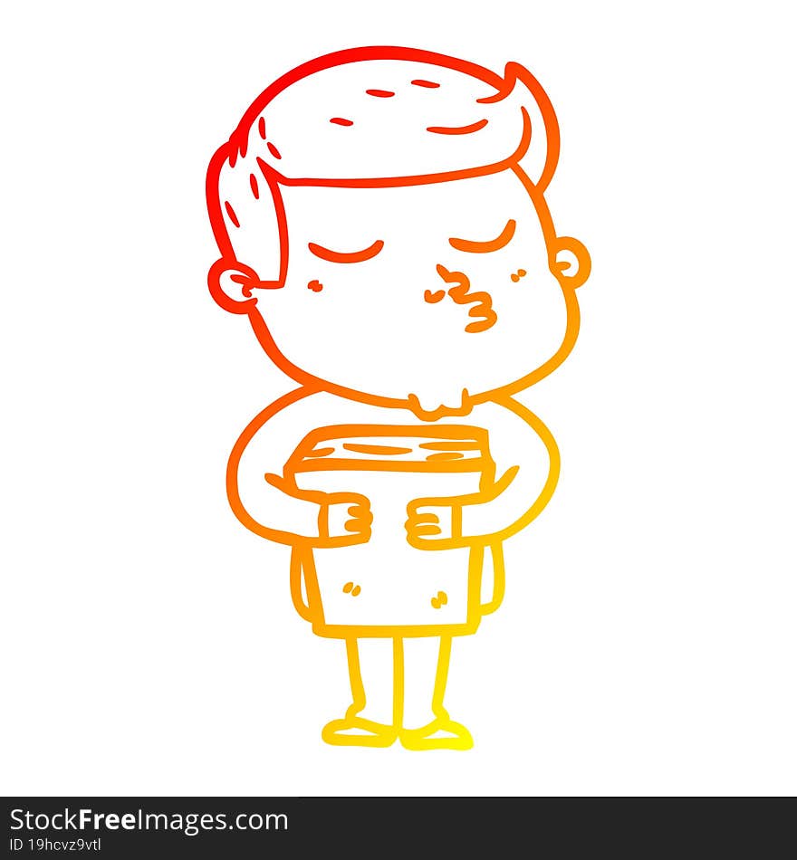 warm gradient line drawing cartoon model guy pouting