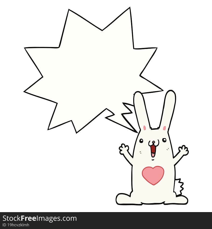 Cartoon Rabbit In Love And Speech Bubble