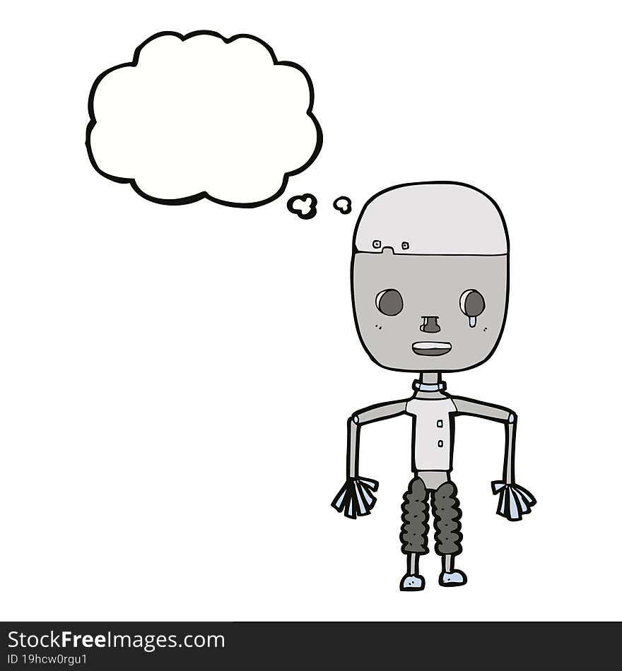 cartoon robot with thought bubble