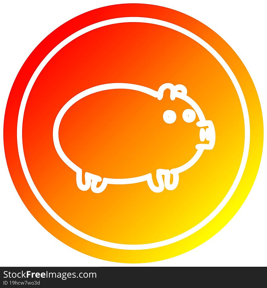 fat pig circular icon with warm gradient finish. fat pig circular icon with warm gradient finish