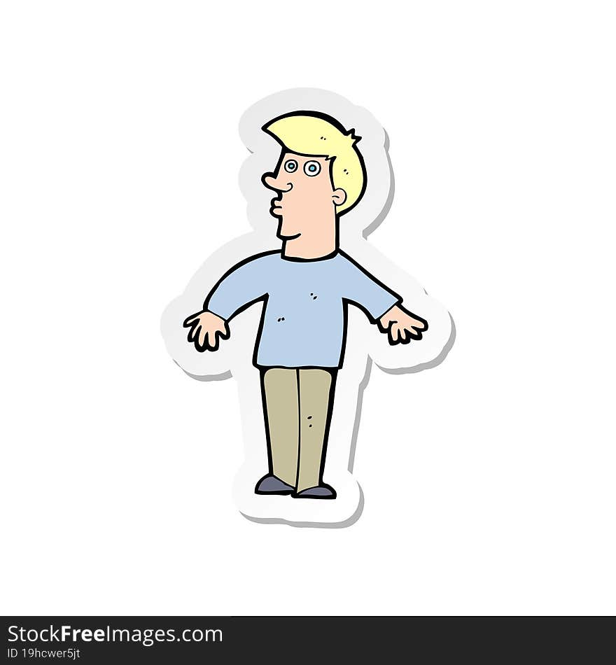 sticker of a cartoon surprised man