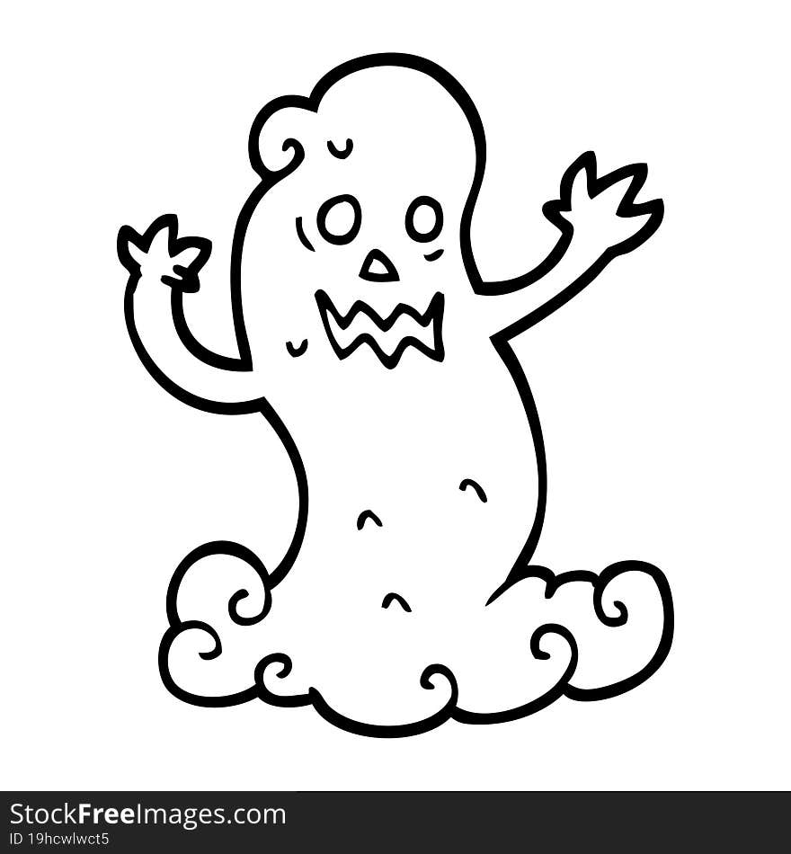 Black And White Cartoon Spooky Ghost