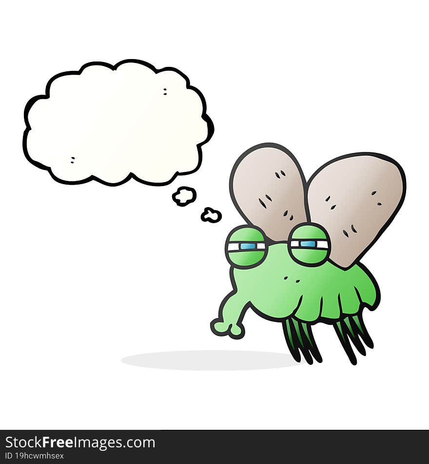 freehand drawn thought bubble cartoon fly