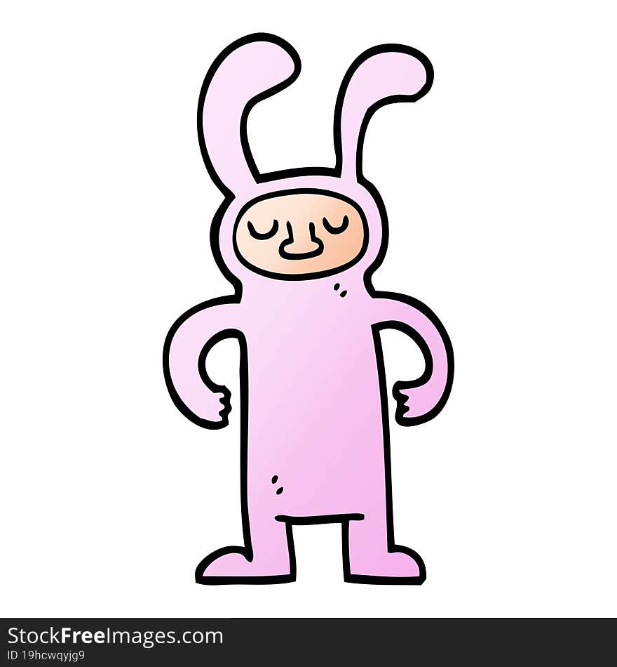 Vector Gradient Illustration Cartoon Man Dressed As A Bunny