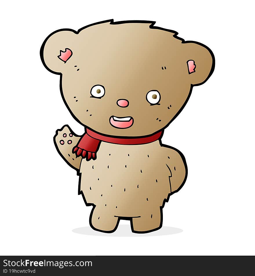 Cartoon Teddy Bear Waving