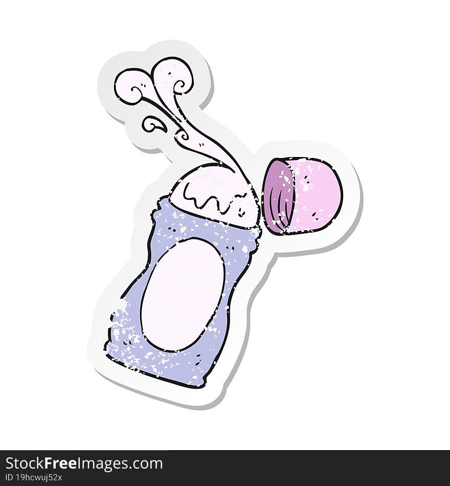 retro distressed sticker of a cartoon roll on deodorant