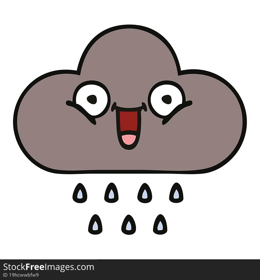 cute cartoon storm rain cloud