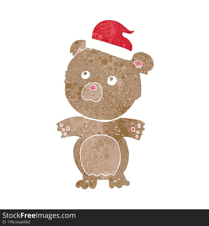 cartoon bear wearing christmas hat