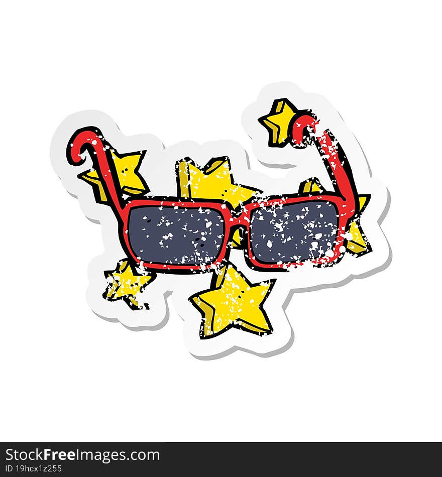 retro distressed sticker of a cartoon expensive sunglasses