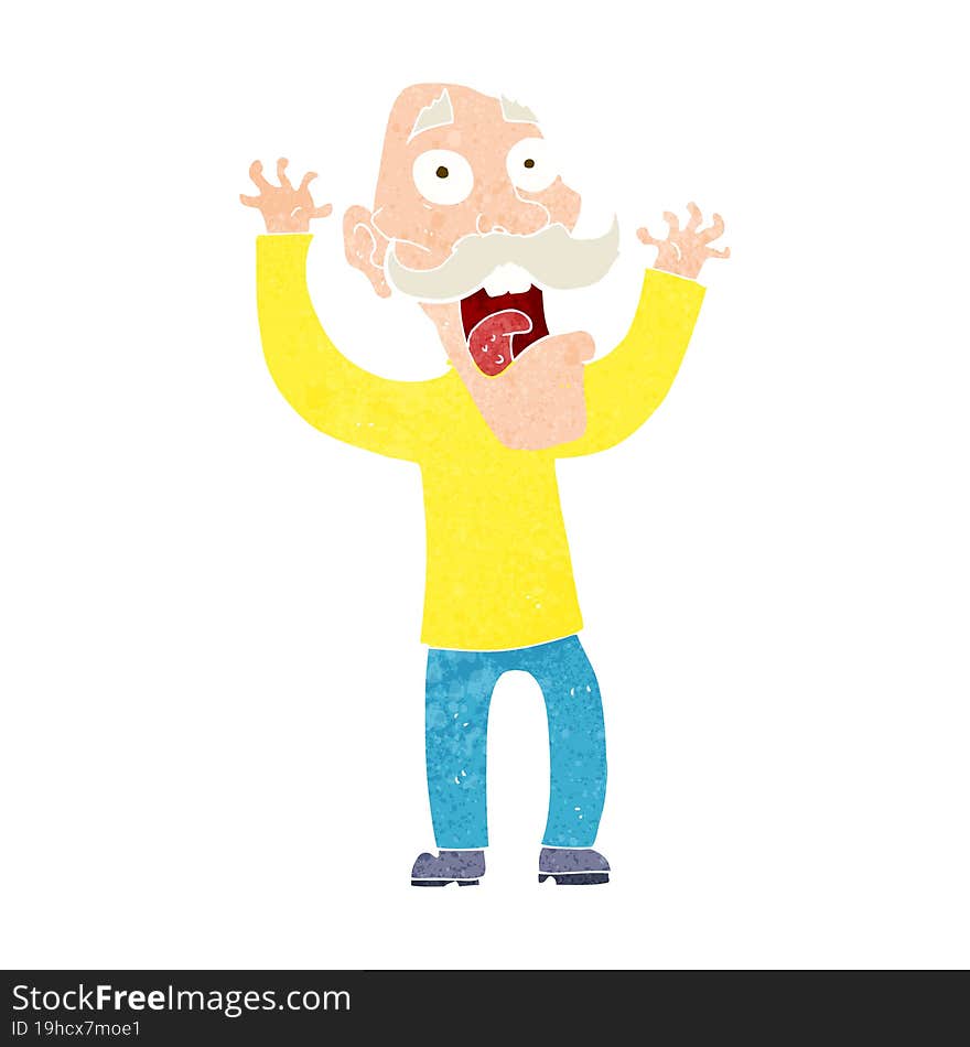 cartoon old man getting a fright