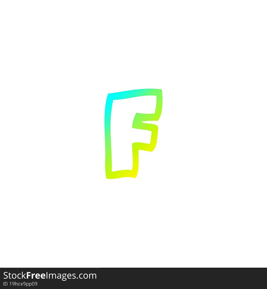 cold gradient line drawing of a cartoon letter f