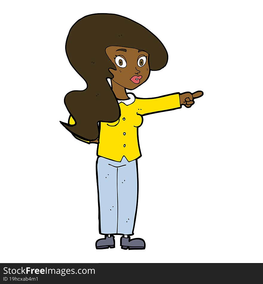 cartoon pretty woman pointing