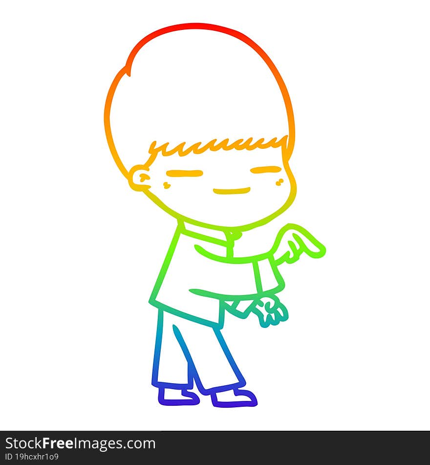 rainbow gradient line drawing cartoon smug boy