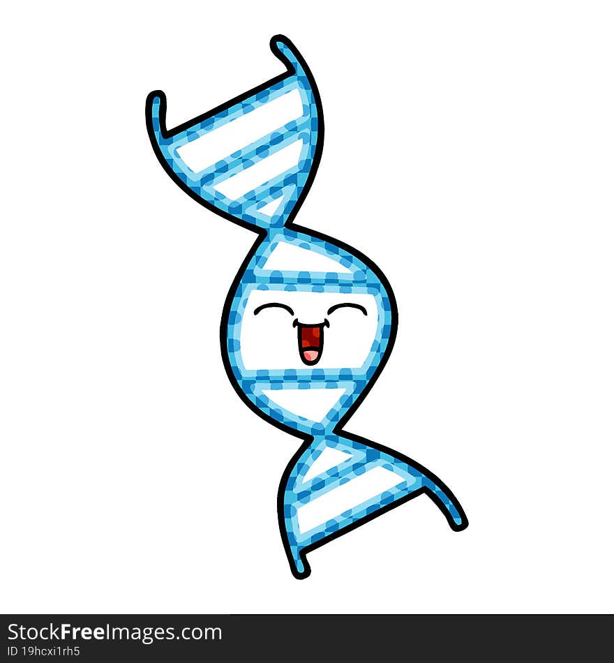 comic book style cartoon of a DNA strand