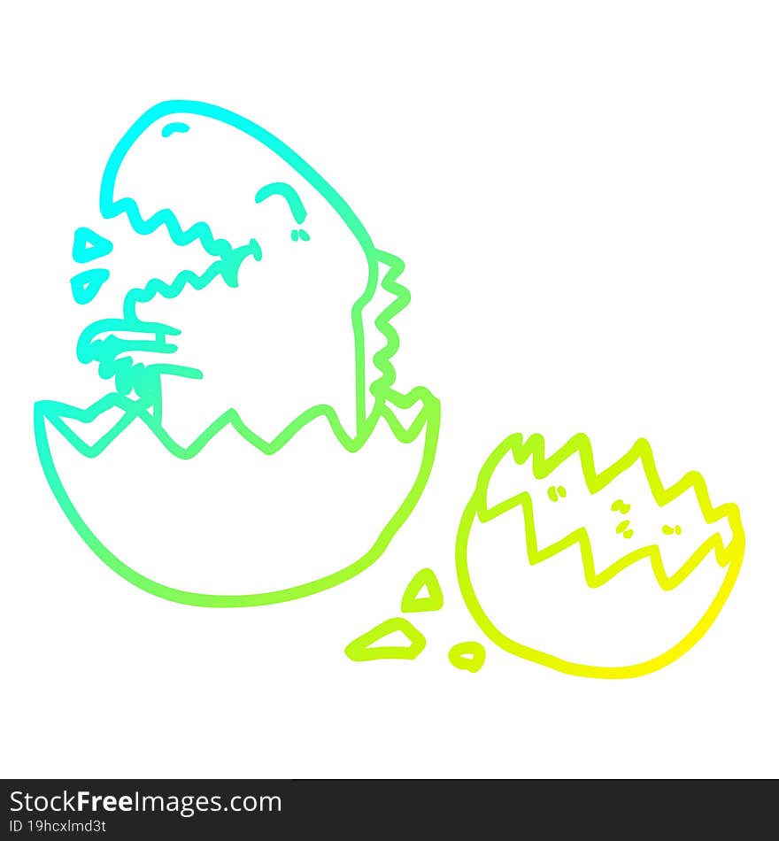 Cold Gradient Line Drawing Dinosaur Hatching From Egg