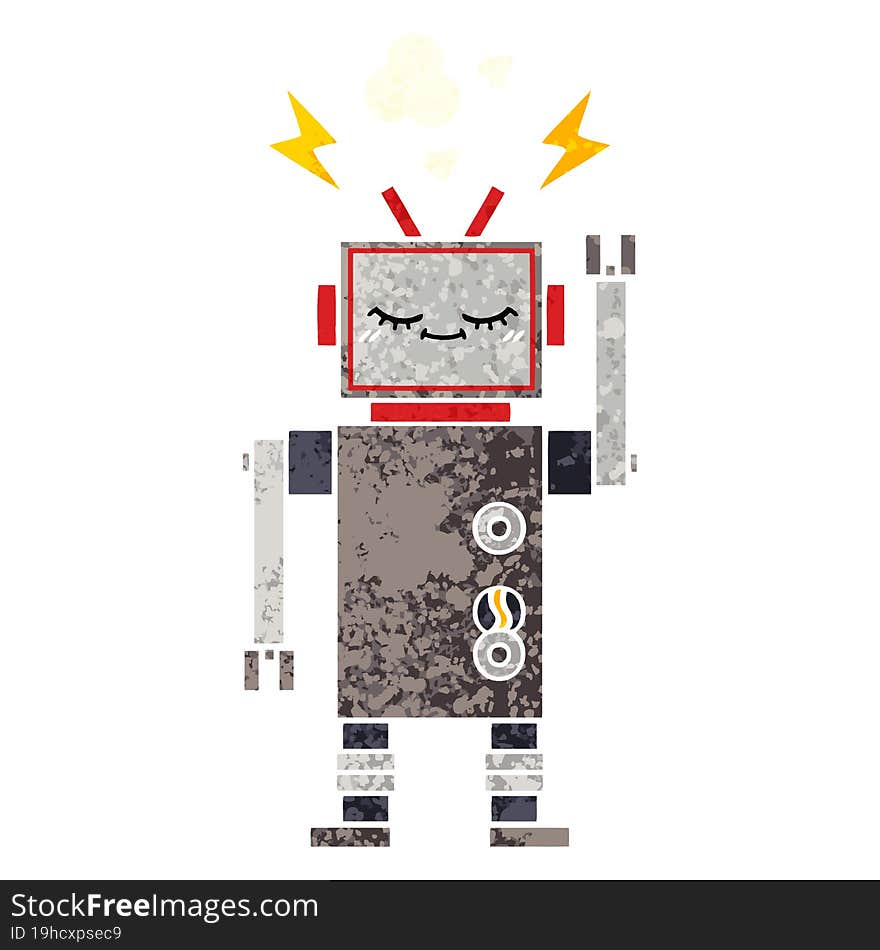 retro illustration style cartoon of a dancing robot